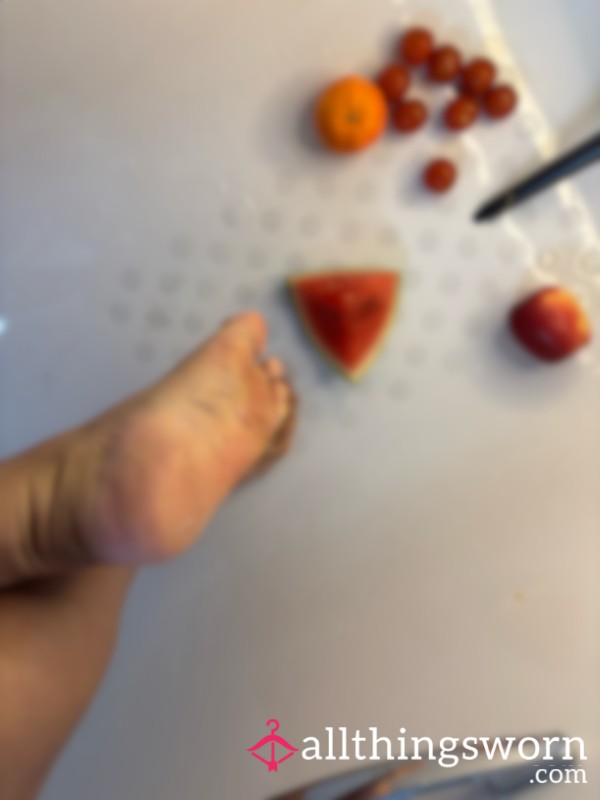 Bare Foot Fruit Crushing