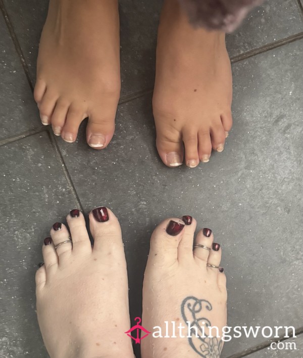 Barefoot Female Parent And Dorter Kitchen  Ignore Video  From  Kneeling