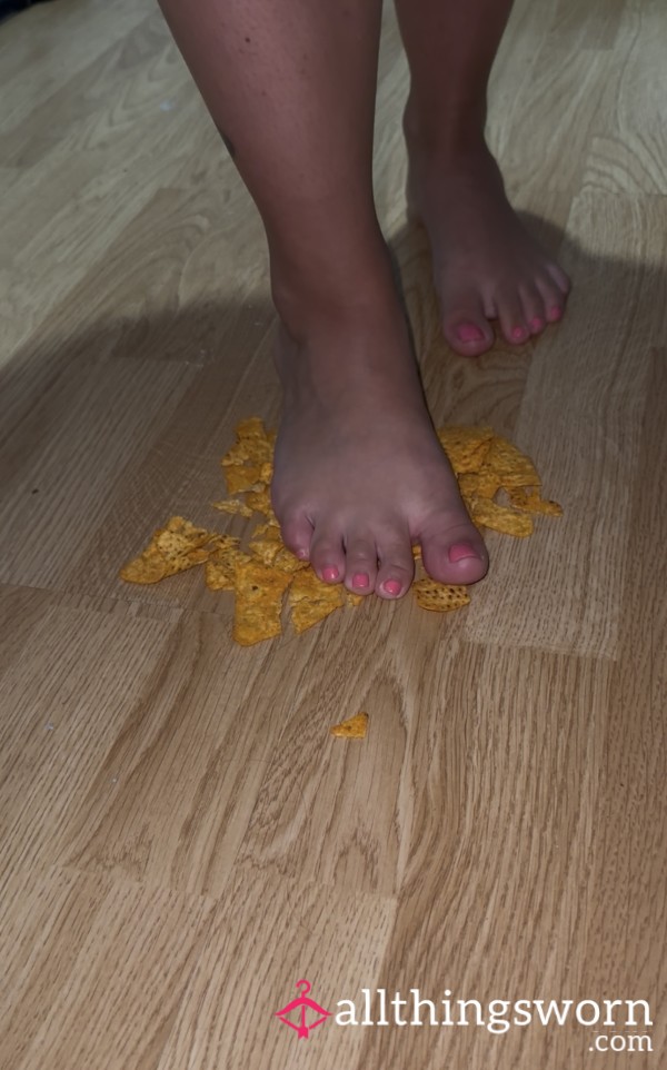 Barefoot Dorito Destruction: ASMR For Foot Lovers🧡