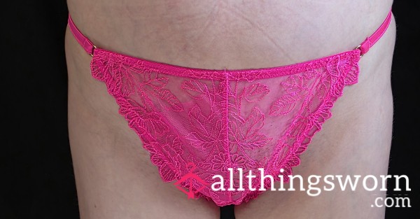Barely Covering My Wet Pu**y 😏 Tiny Hot Pink Lace Thong