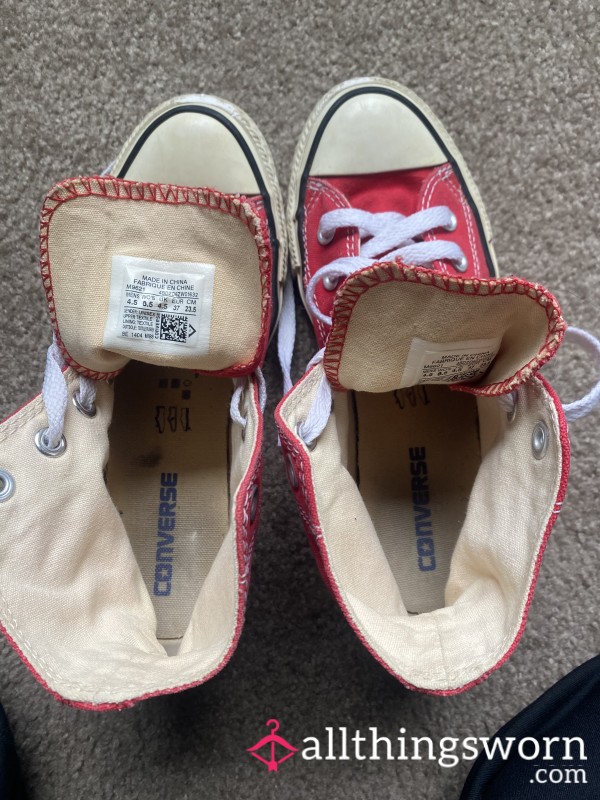 Barely Worn Bright Red High-Top Converse- Women’s 6.5