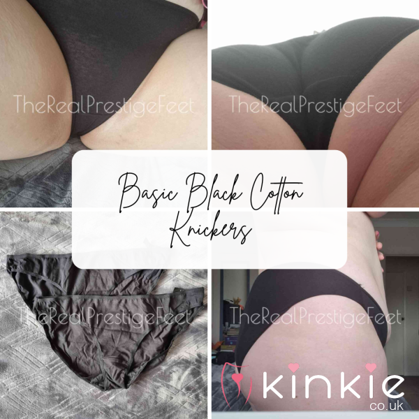 Basic Black Cotton Knickers | Size 16 | 2 Days Wear | Includes Pics & Premade Video | See Photos For More Info - From £15 + P&P