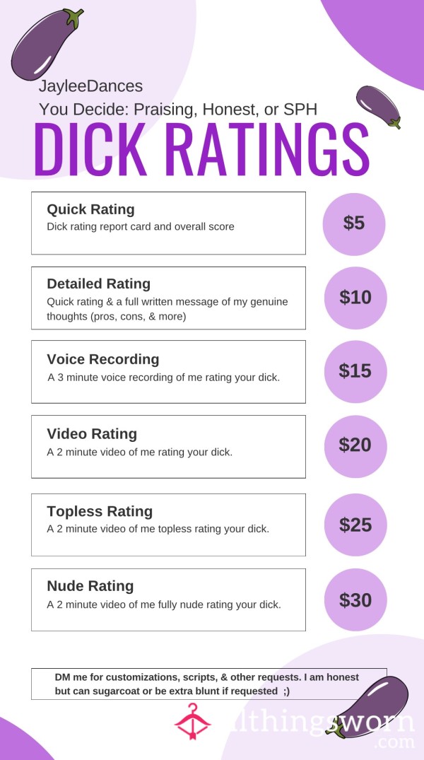 Basic, Detailed, & Video D*ck Ratings 🍆🍤