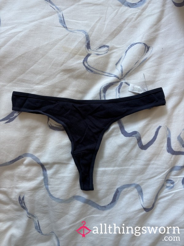 Navy Cotton Thong