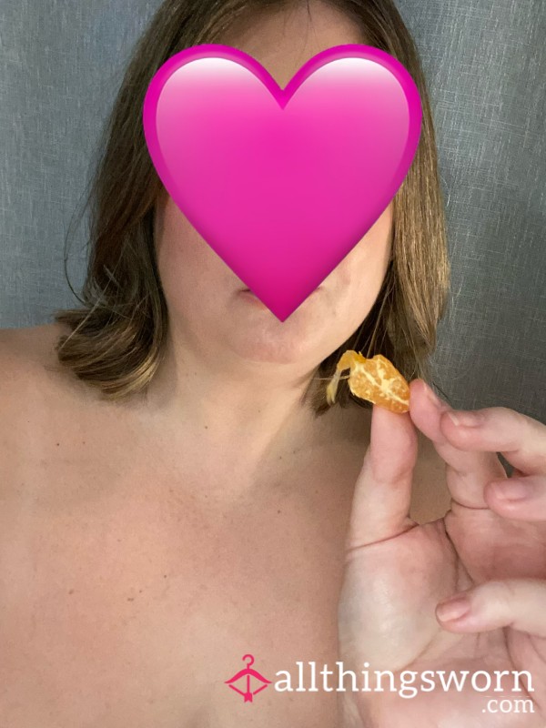BBW Eats Orange Off Of Titties