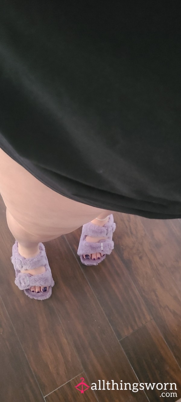 BBW Fuzzy Purple Fake Birk Slides