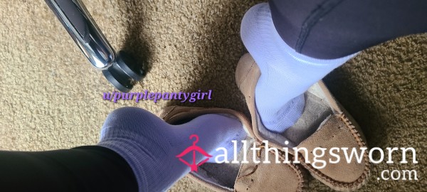 BBW Worn Ready To Ship 7 Day Corn Chip Purple Adidas Crew Socks