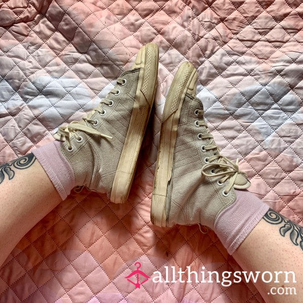 Beaten-Up Adidas Nizza High-Top Canvas Sneakers, Size 8