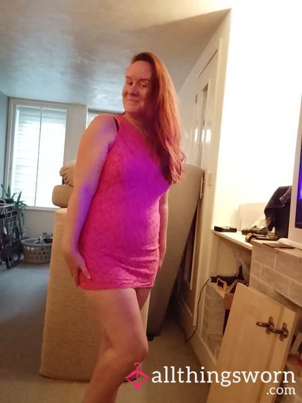 Beau Lacey Pink Dress With Satin Feel Under Garment To It. Size 10