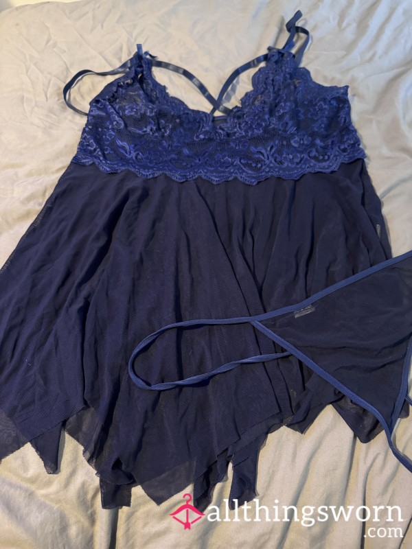 Beautiful Blue Baby Doll And Thong