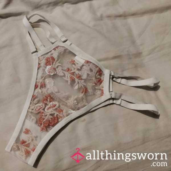 BEAUTIFUL Embroidered White Thong