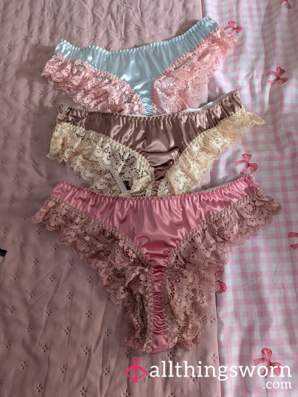 Beautiful Frilly Luxury Satin Panties Can Be Worn For 48hrs No Wipe If Preferred Will Be Vacuum Packed And Sealed For Freshness So You Get The Full Scent