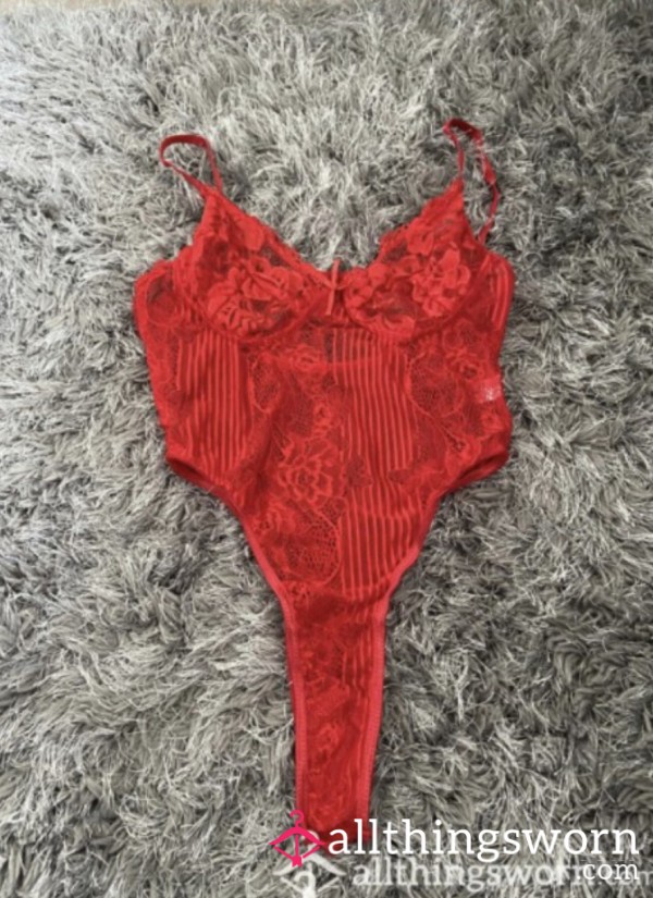 ♥️♥️ Beautiful Red Lace Body .. Perfect Sissy Addition To Any Wardrobe Size 10 S**y As F**k ♥️♥️