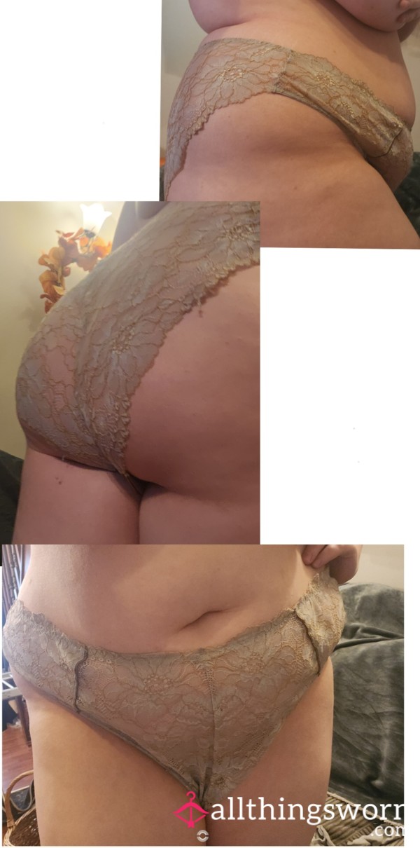 Beautiful Lace, Grey And Brown/gold Panties With Satin Gusset  🥵 Add Ons Available 😘