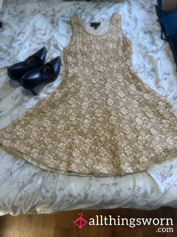 Beautiful Lacy Dress With Gold Lame Under Layer