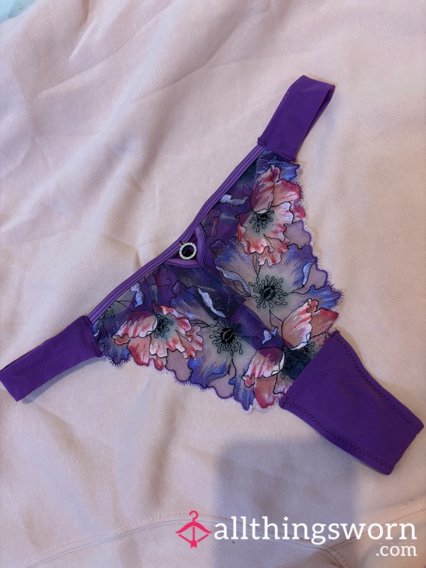Beautiful Purple Flower Design Ann Summers Thong