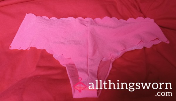 Beautiful, Vibrant, Cor*l Victoria's Secret Thong With Scalloped Edges.  Will Slide Up Into All The Right Places!!