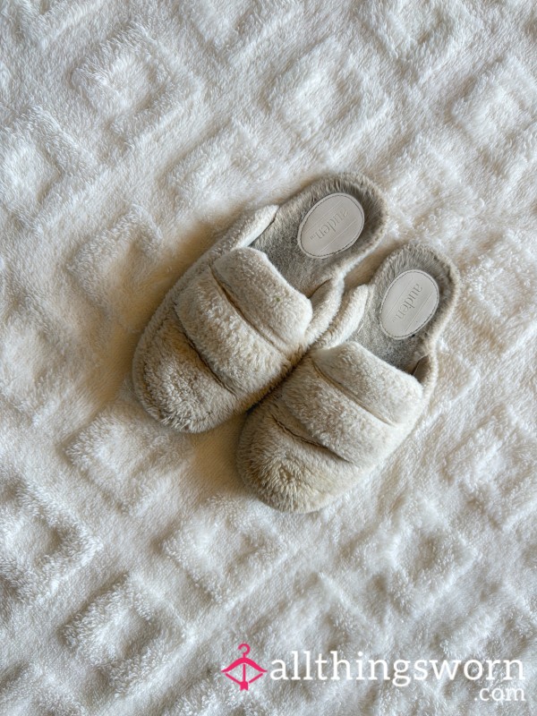 Beautiful Worn Out White Slippers