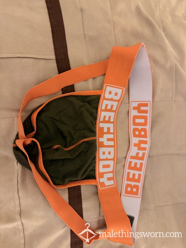 BEEFYBOY Army Green And Orange Jockstrap XXXL