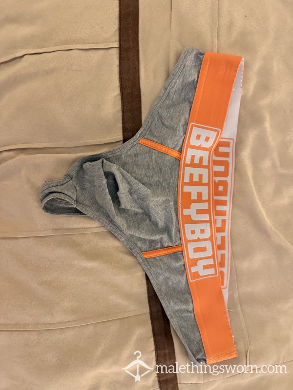 BEEFYBOY Gray Thong Size XL