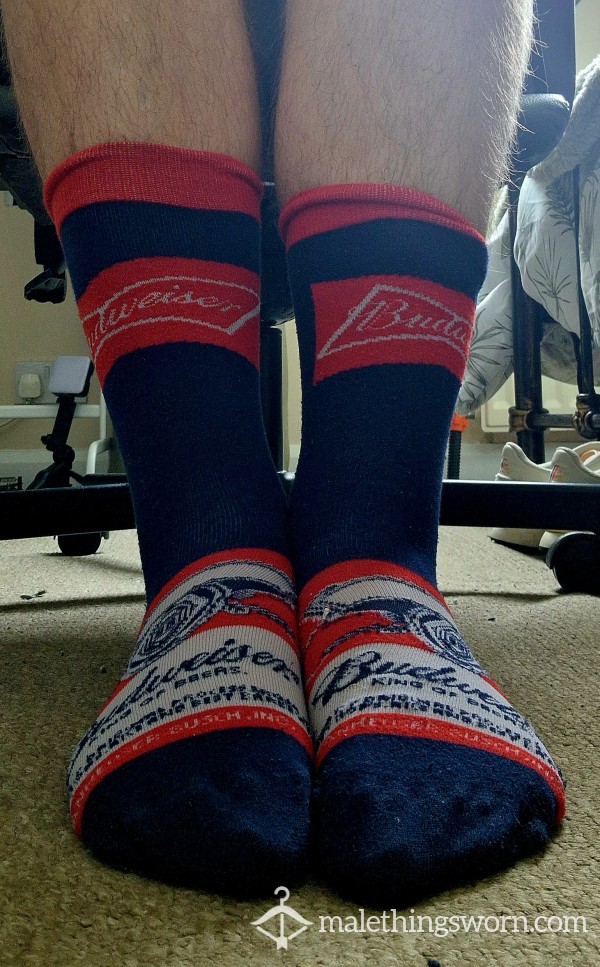Beer, Sweat & Socks – Worn Budweiser Pair 🍺🧦