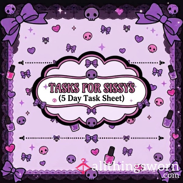 🎀Beginner Sissy 5 Day Task Sheet🎀 Who's My Good Girl🎀