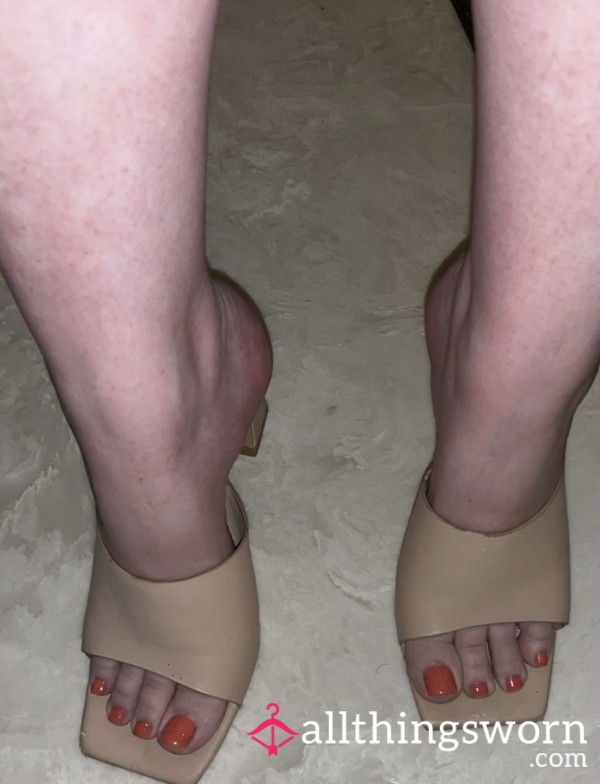 Beige Block Heels