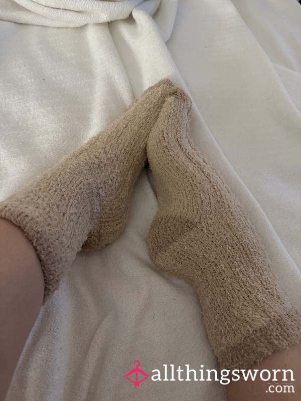 Beige & Brown Fuzzy Socks
