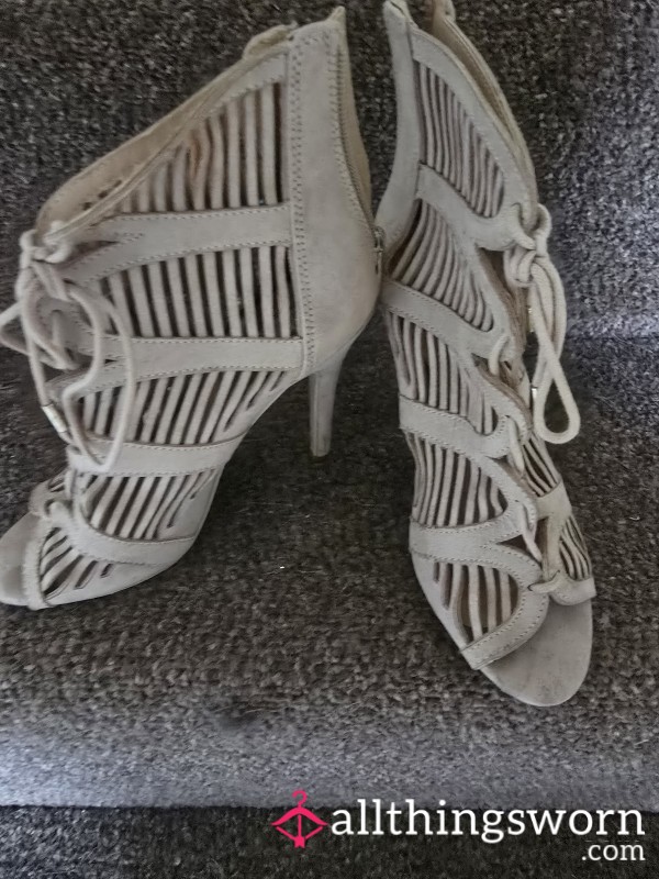 Beige Caged High Heels