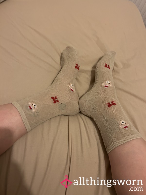 Beige Christmas Socks