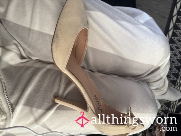Beige Closed Toed Heels