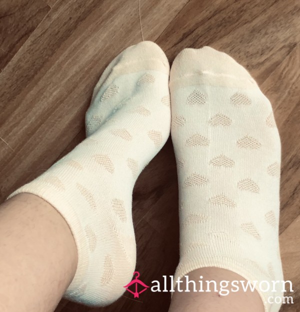 🧡 Pastel Orange Cotton Socks With Little Hearts 🧡