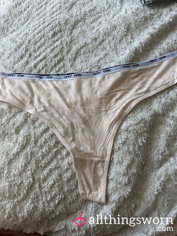 Beige Cotton Thong