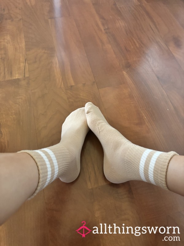 Beige Crew Socks