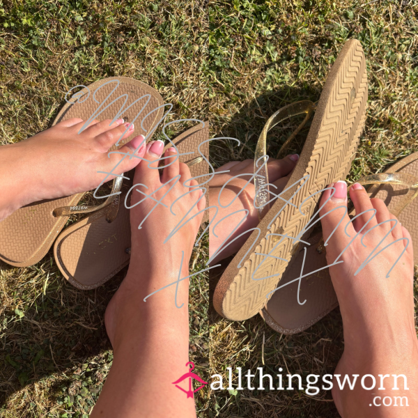 Beige Flip Flops 🦶 | Size 6 | Very Well Worn By My Pretty Lil Feet 💦🫦