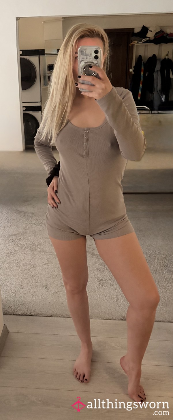 Beige Loungewear/sleep Onesie