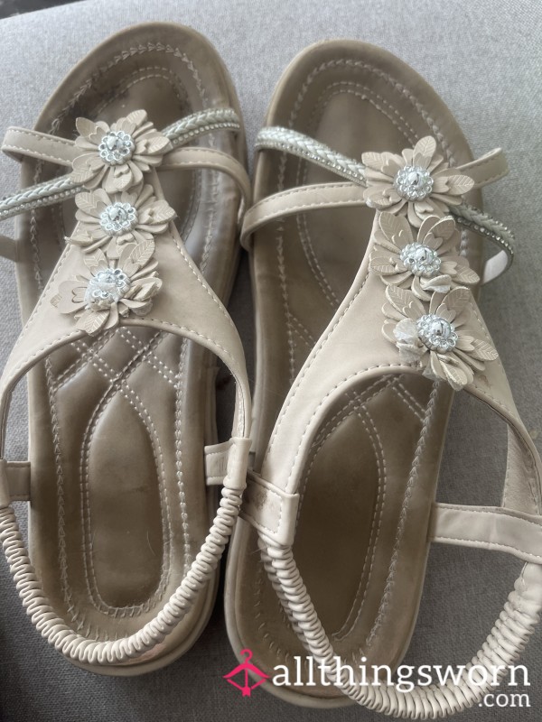 Beige Sandles Size 6