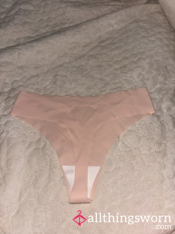 Beige Seamless Thong With A Heart Cut Out