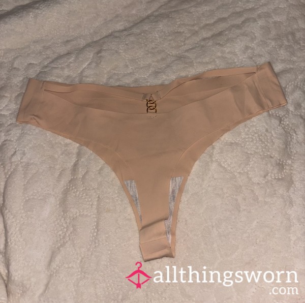 Beige Seamless Thong With Little Straps At The Back