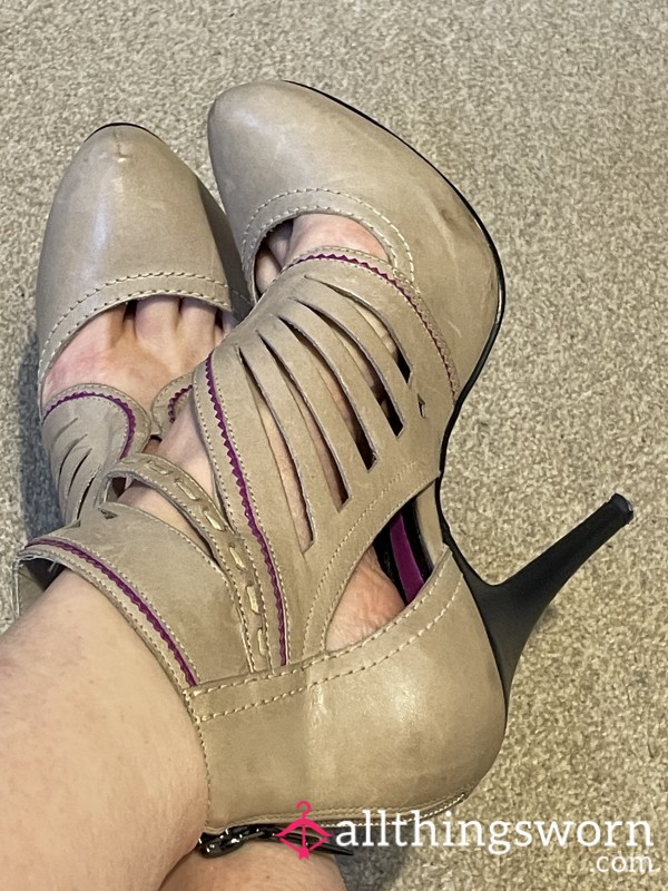 Beige Shoe Boots 4.5 Inch Heels