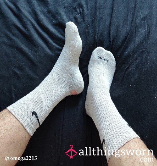 My Dirty, Smelly, Beige Nike Socks With A Big Hole