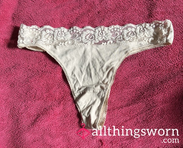 Beige Thong - Lacey Waist