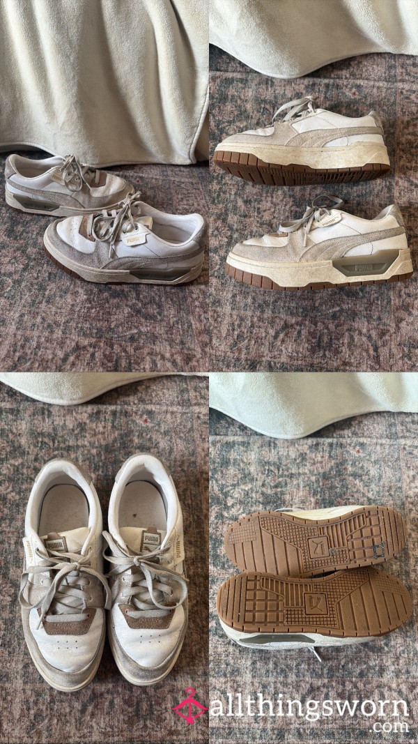 Beige & White Puma Trainers – 4 Years Well-Loved