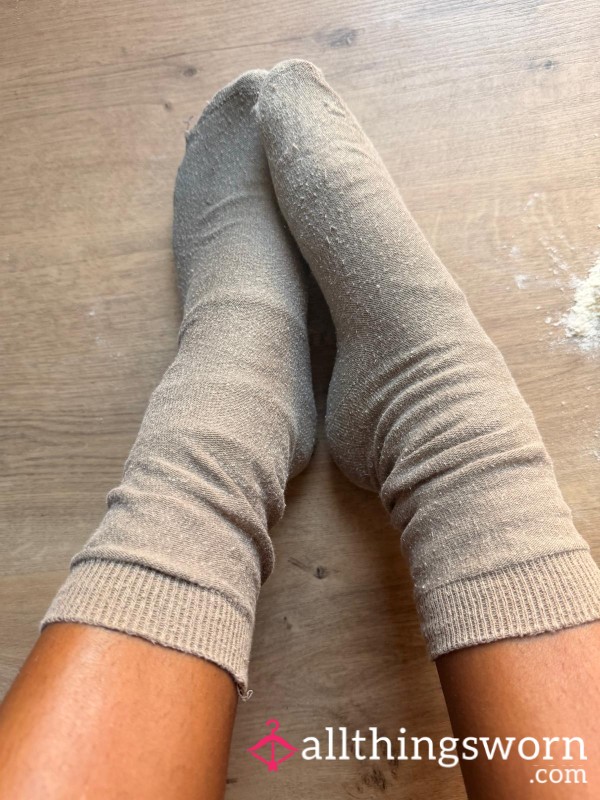 Beige Worn Soft Socks