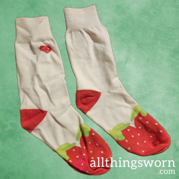 Berry Bad 😈- Strawberry Crew Socks