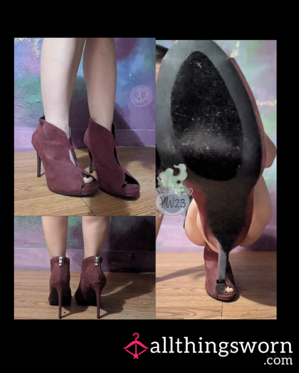 Bestie's Mom Let Me Raid Her Closet 😜 Maroon Suede Stiletto Booties