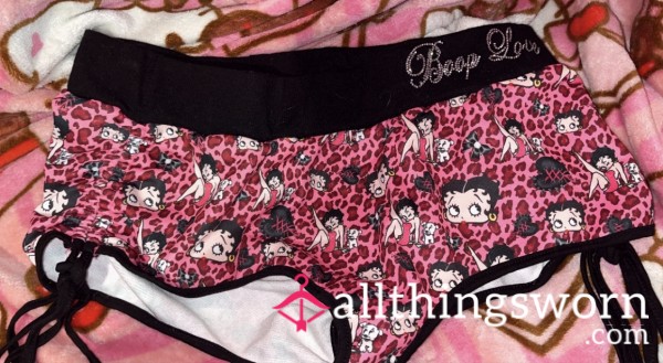 Betty Boop Pink Booty Rhinestone Leopard Heart Shorts (large - Extra Large) 💗💋🎀
