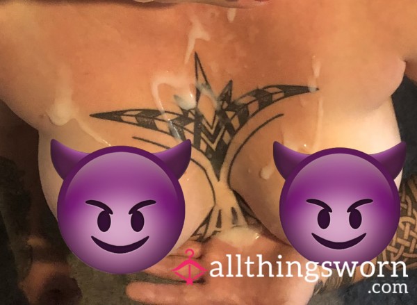 Big, Pierced Tits  Getting Covered In Spunk