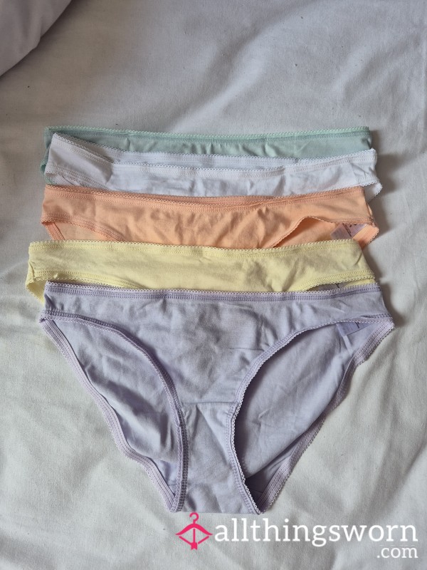 Bikini Style Panties In Pastel Colours, Size 8/Small + Various Add-ons & Bundle Deals