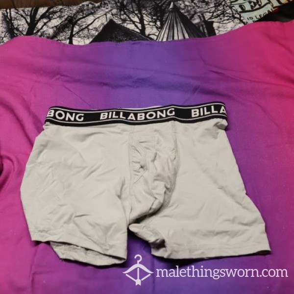 Billbong Small Boxer Briefs. In Use Worn Item Grey